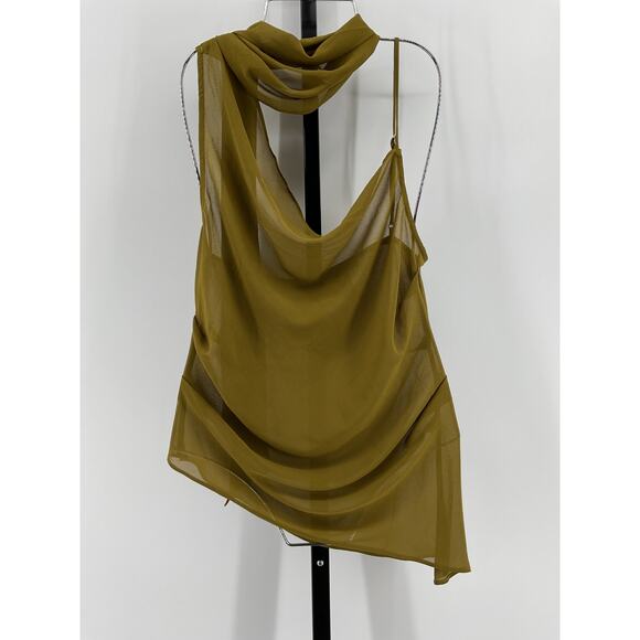 h:ours Olive Asymmetrical Top - Picture 2 of 4